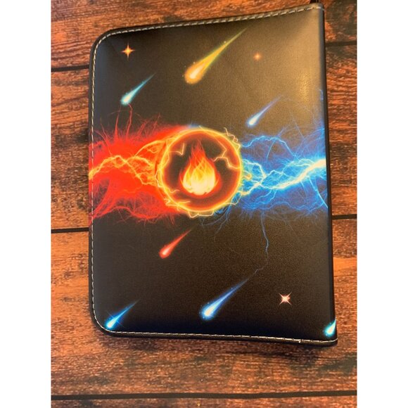 Trading Card Binder With 4-Pocket Pages & Zipper Closure - Lightning & Fire Desi - Picture 2 of 5